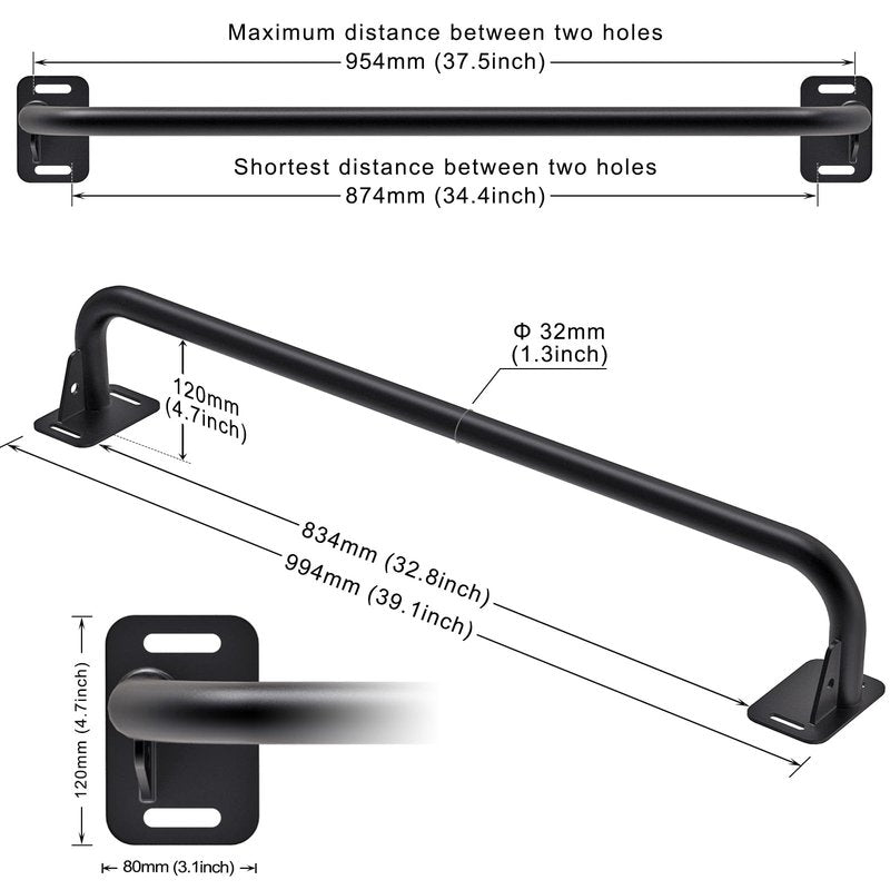 SELEWARE Fully Welded Pull Up Bar Wall Mount Heavy Duty Chin-up Bar w/Resistance Band Hooks for Doorway, Support Beam or Joist Mount Thick Metal Sturdy Construction Support 500 lbs