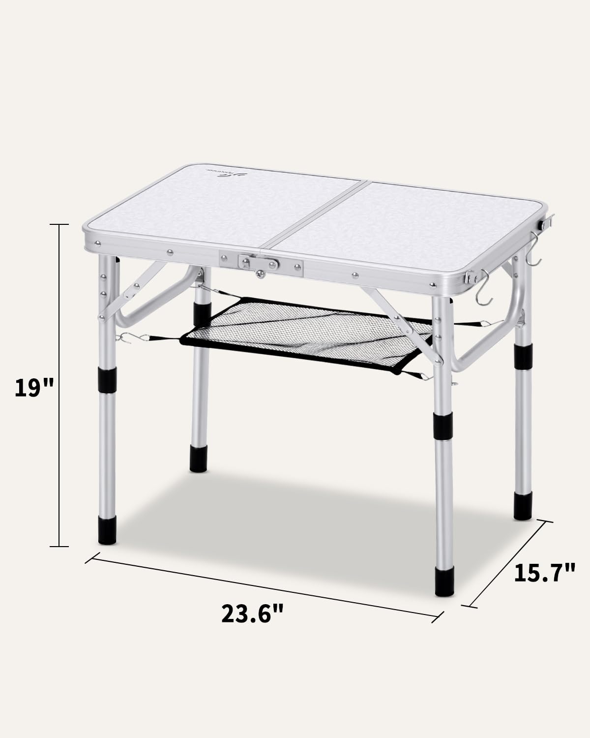 Sportneer Camping Table: Adjustable Height Small Folding Table 23.6" L x 15.7" W 2 Height with Mesh Layer - Compact & Portable Camping Essentials for Outdoor Camp Garden Picnic BBQ Dining Cooking