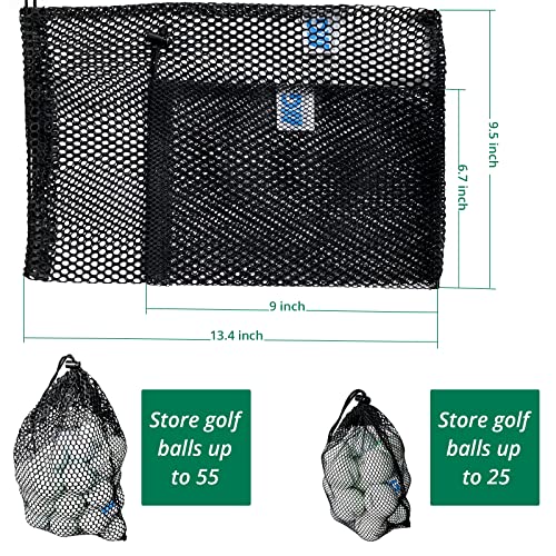 Nylon Mesh Drawstring Bags - 2 Pack for Golf Balls & Sports Gear