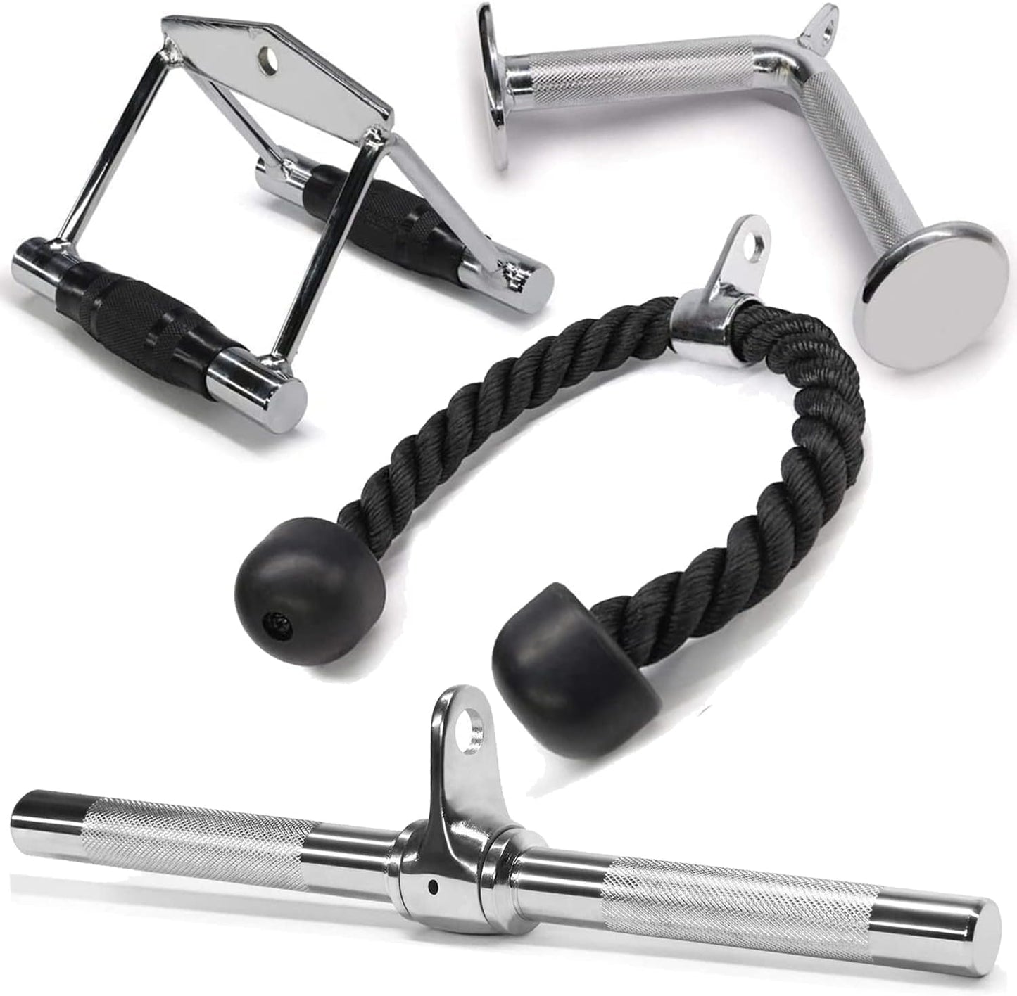 Yes4All Cable Machine Attachment - Versatile Row Handles, Tricep Rope & Straight Bar | Supports 880 LB for Home Gym