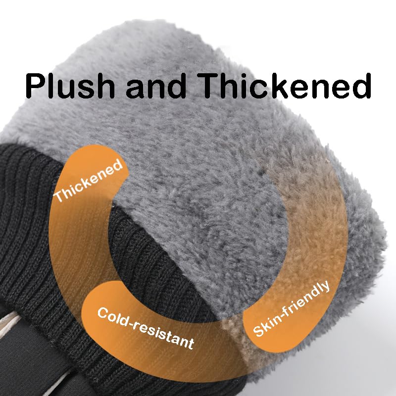 Windproof Thermal Winter Ski Gloves - Touchscreen Compatible - Black, One Size