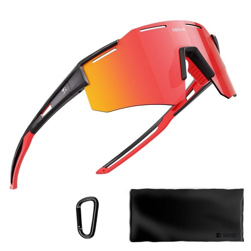 suoso Cycling Polarized Sunglasses for Men: UV400 Protection Goggles Running Baseball Softball Sports Glasses for Women Youth - Green Carabiner