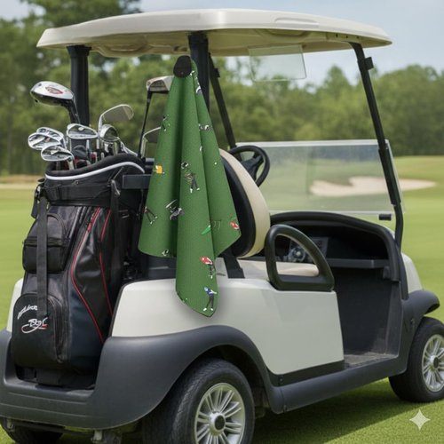 Teys Official Magnetic Towel | Top-Tier Microfiber Golf Towel with Deep Waffle Pockets | Professional Strength Magnet for Strong Hold to Golf Carts or Clubs (Golf Pattern)