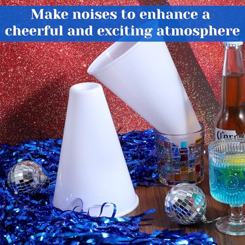 6 Pack White Cheer Megaphones - Mini Cheerleading Props