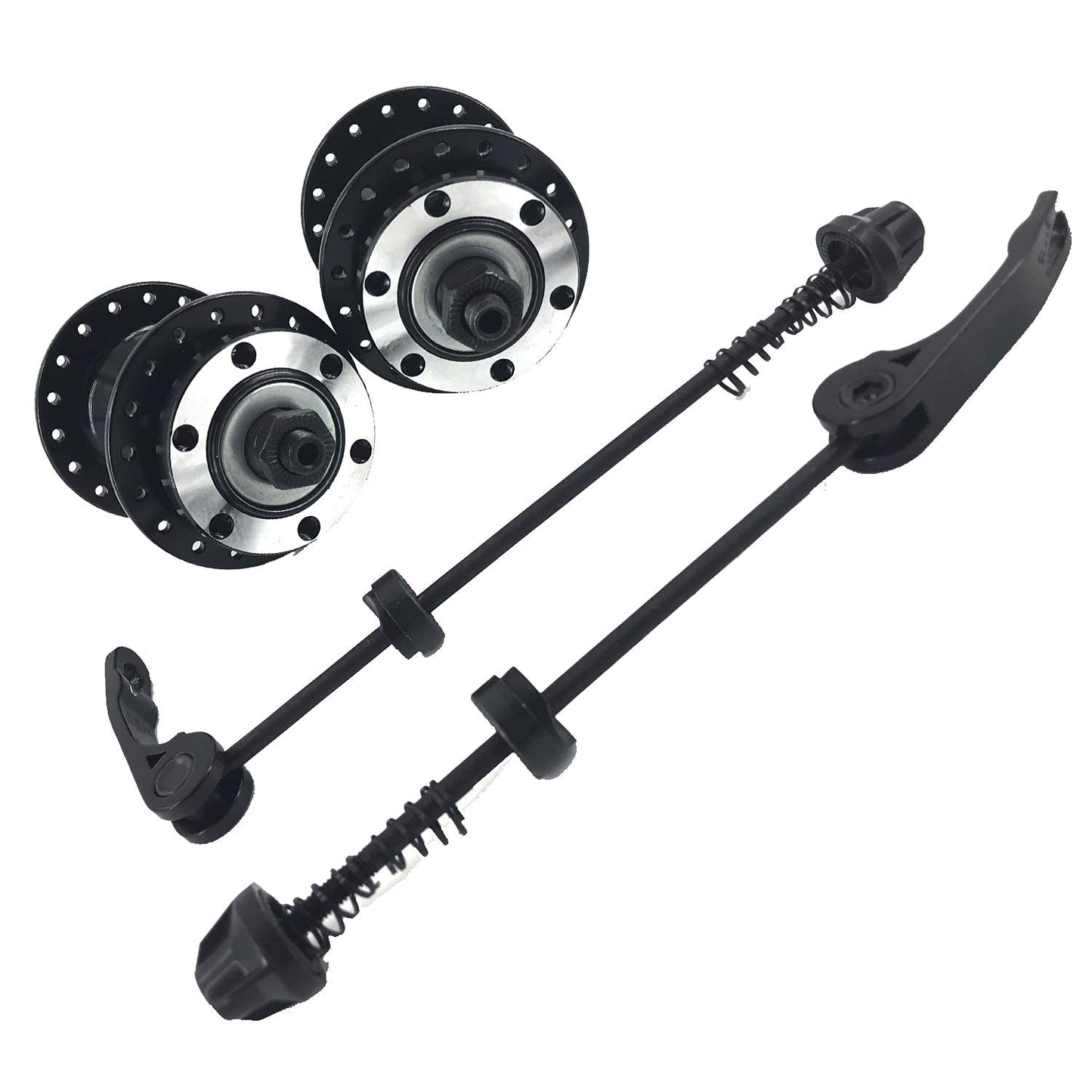 DONSP1986 Bicycle Axle Wheel Hub - 36H Front and Rear Bike Hub Set, Aluminum Alloy Quick Release Lever Skewers Axle, 1 Pair (Black)