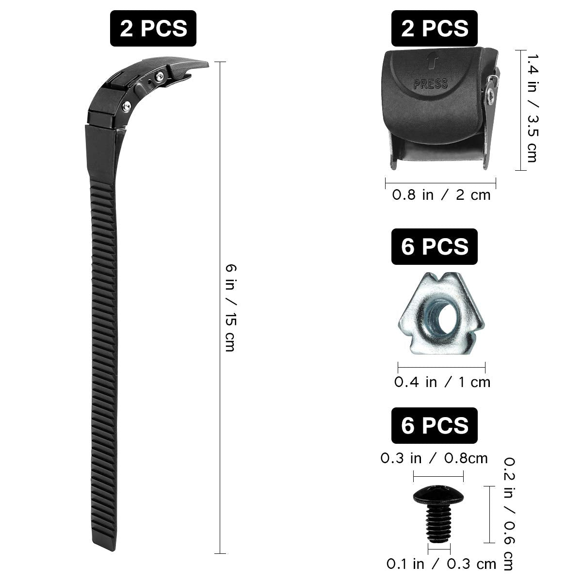 LIOOBO 2 Set Inline Skate Straps Replacement Parts: Adjustable Roller Brake Strap Skating Shoes Buckles with Screws Nuts Universal Roller Skate Accessories for Men Women Boys Girls Kids