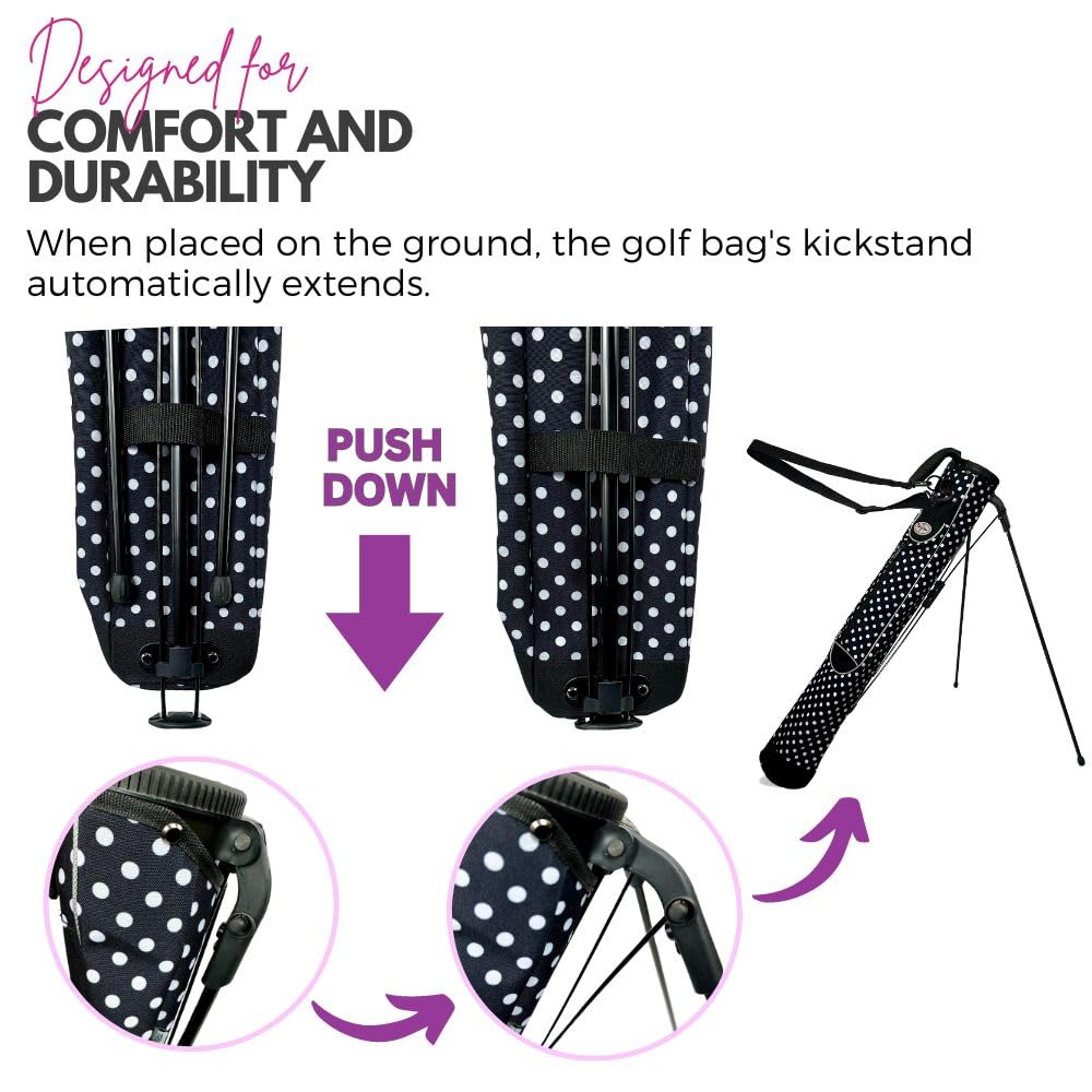 Taboo Fashion Sunday Golf Bags for Women - Lightweight Golf Range Bag with Self Flexing Stand and Shoulder Strap for Driving Range, Par 3 or Executive Course (City Lights)