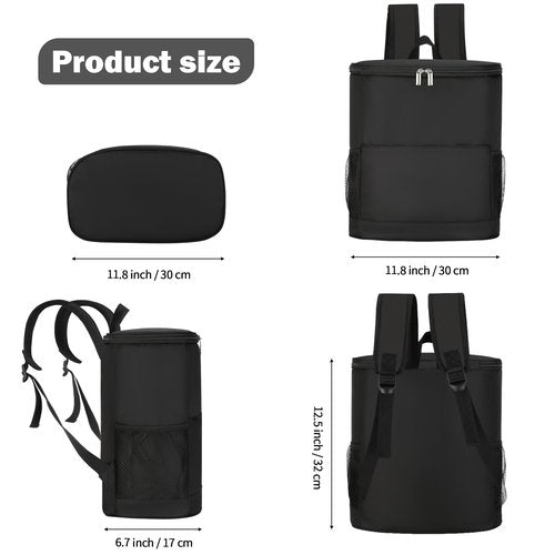 Insulated Cooler Backpack 30 Cans - Leak Proof Beer Backpack Lightweight Cooler Bag for Travel, Camping, Beach, Lunch (Black)
