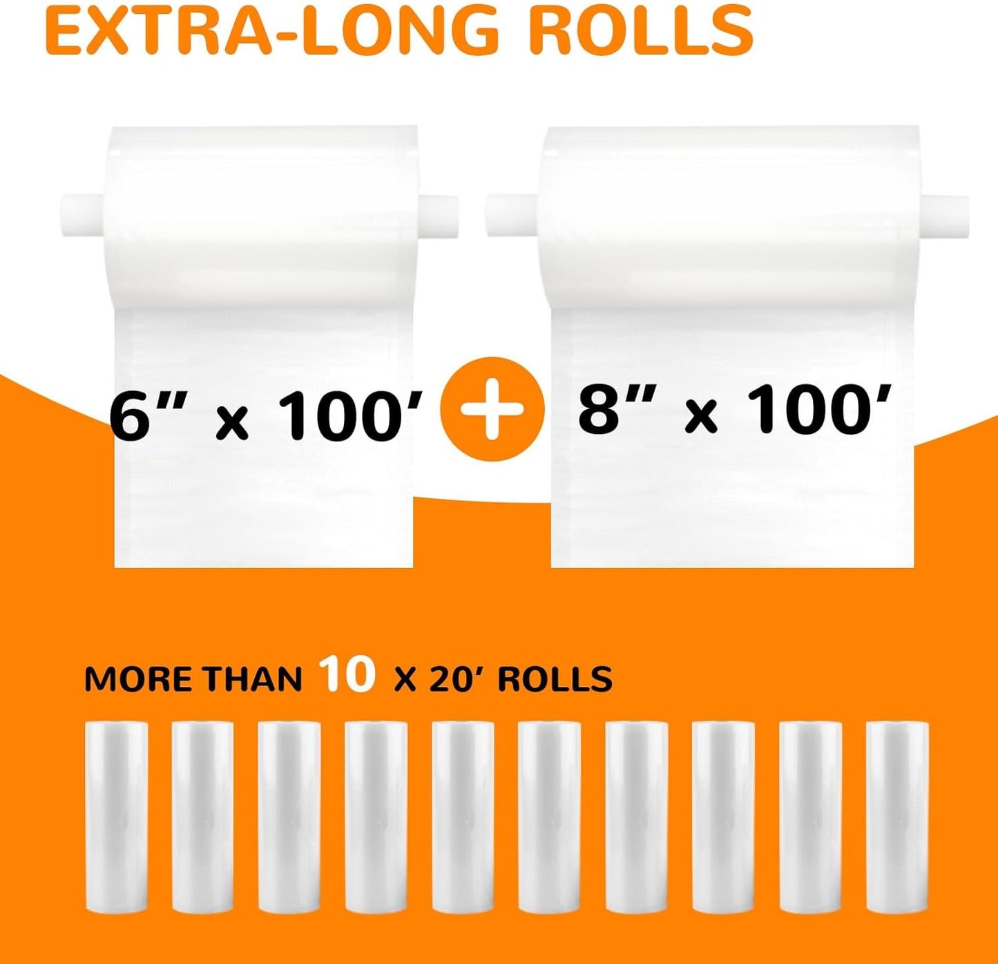 Wevac Vacuum Seal Rolls - 6''x100' & 8''x100' | BPA-Free, Commercial Grade Food Storage Bags
