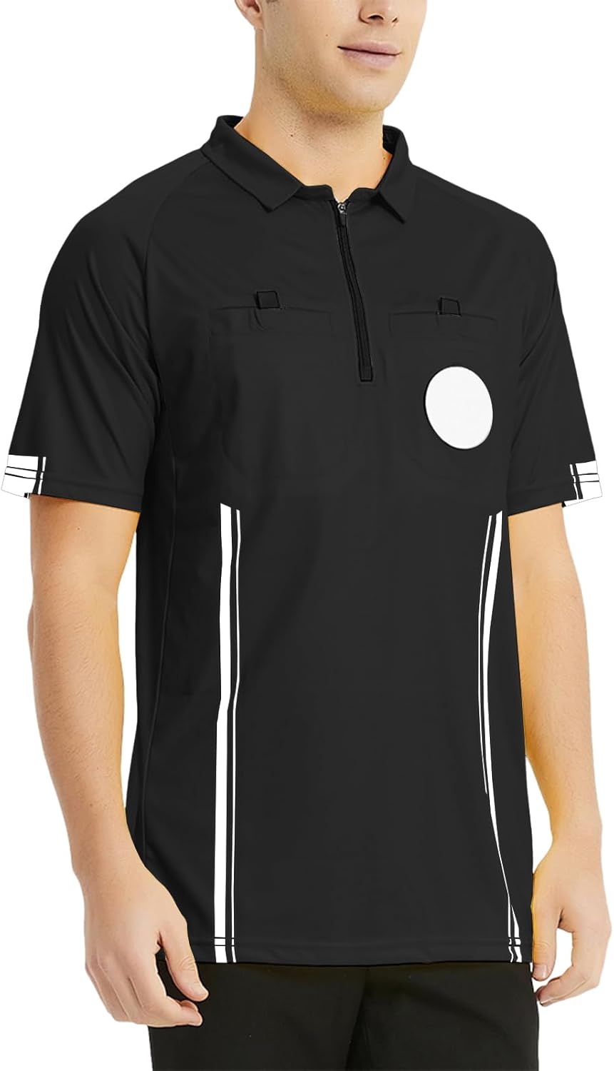 TopTie Men's Soccer Referee Jersey - Pro Short Sleeve Official Shirt for Ultimate Comfort
