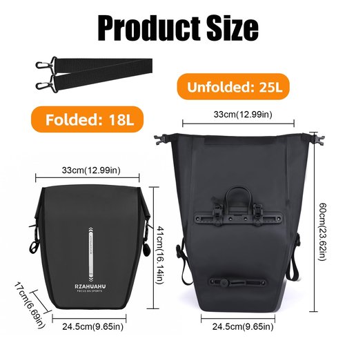 Febabilo Panniers Bike Bags Max 30L Large Capacity Multi-functional Portable Waterproof Bike Bags for Bicycles Rear Rack Shoulder Bag Handbag Bike Panniers for Cycling Traveling Commuting(Black)