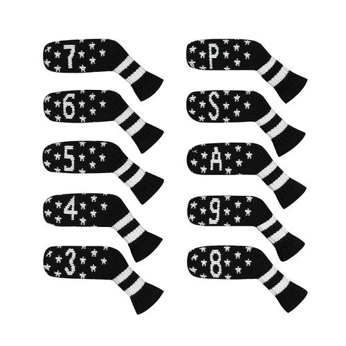 Scott Edward 10 Pcs Golf Club Head Covers for Irons Cuteness and Basically Socks Shape Washable & Durable Golf Club Head Protector (Starry Night)