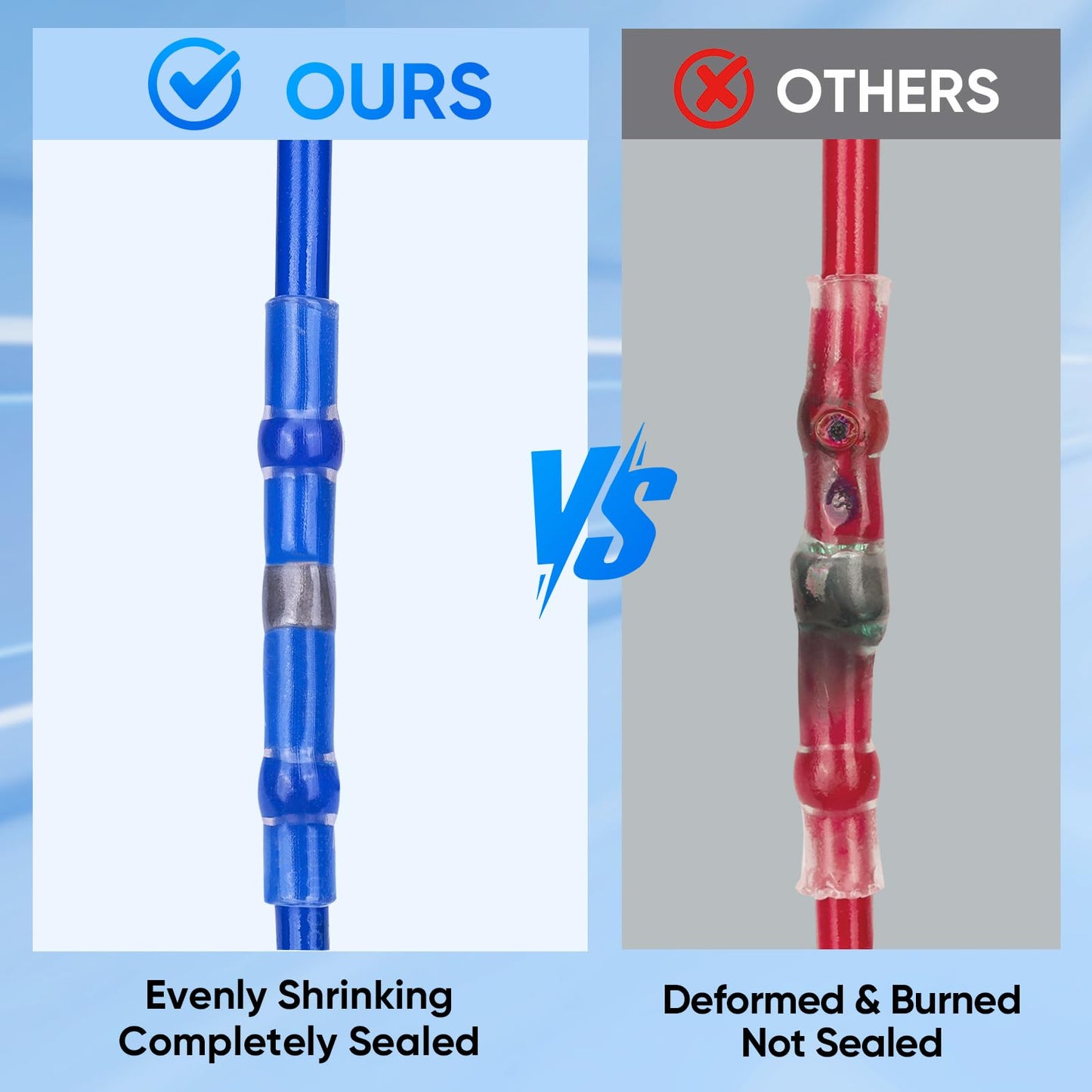 TICONN 200 PCS Solder Seal Wire Connectors, Heat Shrink Butt Connectors, Waterproof and Insulated Electrical Wire Terminals, Butt Splice (200PCS, Red)