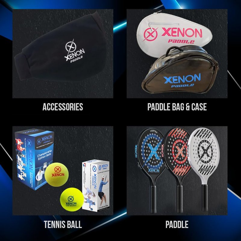Vector Light Platform Tennis Paddle by Xenon Paddle, Oversize Head, Even Balance Point, Handle Weighted, Medium Firmness Foam Core, Power and Control, 4.25” Grip, Purple