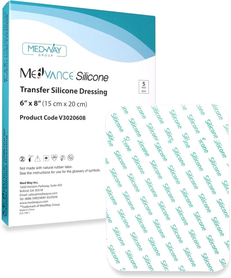 Medvance Absorbent Transfer Silicone Adhesive Wound Dressing - Waterproof, Sterile Wound Dressing - Easy-Apply & Breathable Bandages for Hard-to-Dress Wounds, 6''x8 '' (Box of 5)