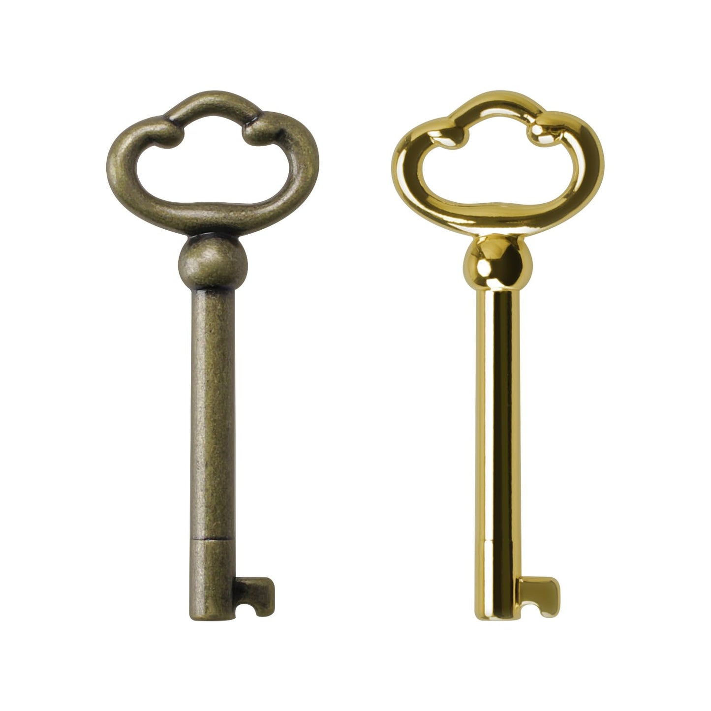 KY-2AB Universal Skeleton Key,Antique Brass Plated Hollow Barrel Skeleton Key for Cabinets,Curio,Jewelry Boxes,Desk and More(2 Pack)