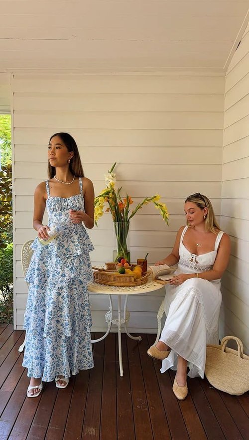 Fisoew Floral Maxi Dress - Casual Sleeveless Spaghetti Strap with Ruffle Tiered Design | Perfect for Summer