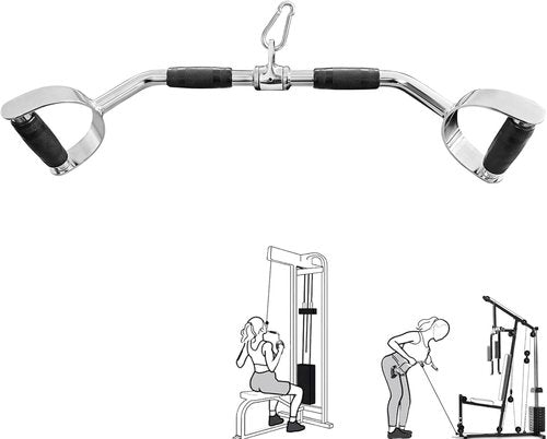 LAT Pulldown Bar - Heavy Duty V-Shaped Cable Machine Attachment with Rubber Handgrips for Home Gym