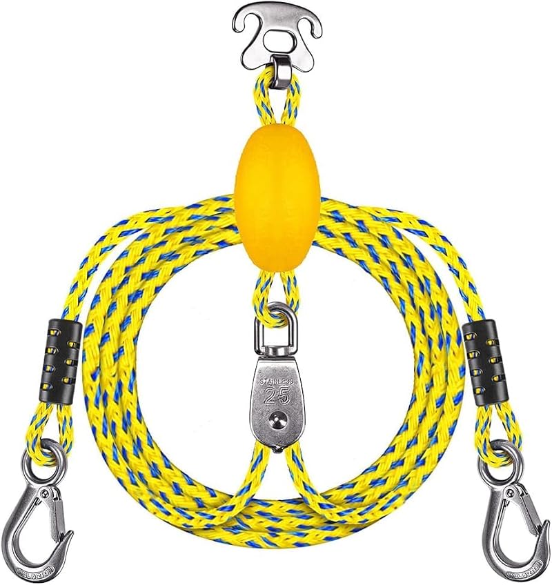 Heavy Duty Boat Tow Harness for Tubing - Yellow-Blue 8ft