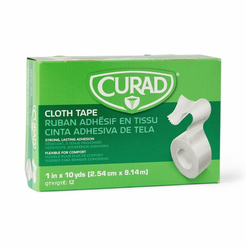 Curad Cloth Silk Adhesive Medical Tape, 1" x 10 yds, 12 Count