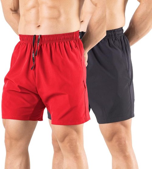 Gaglg Men's Running Shorts - Quick Dry Athletic Gym Shorts with Zipper Pockets | 5" 2-Pack