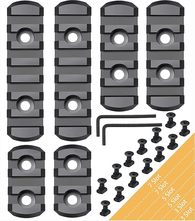 Single Picatinny Rail with 3, 5, 7 Slots - Black