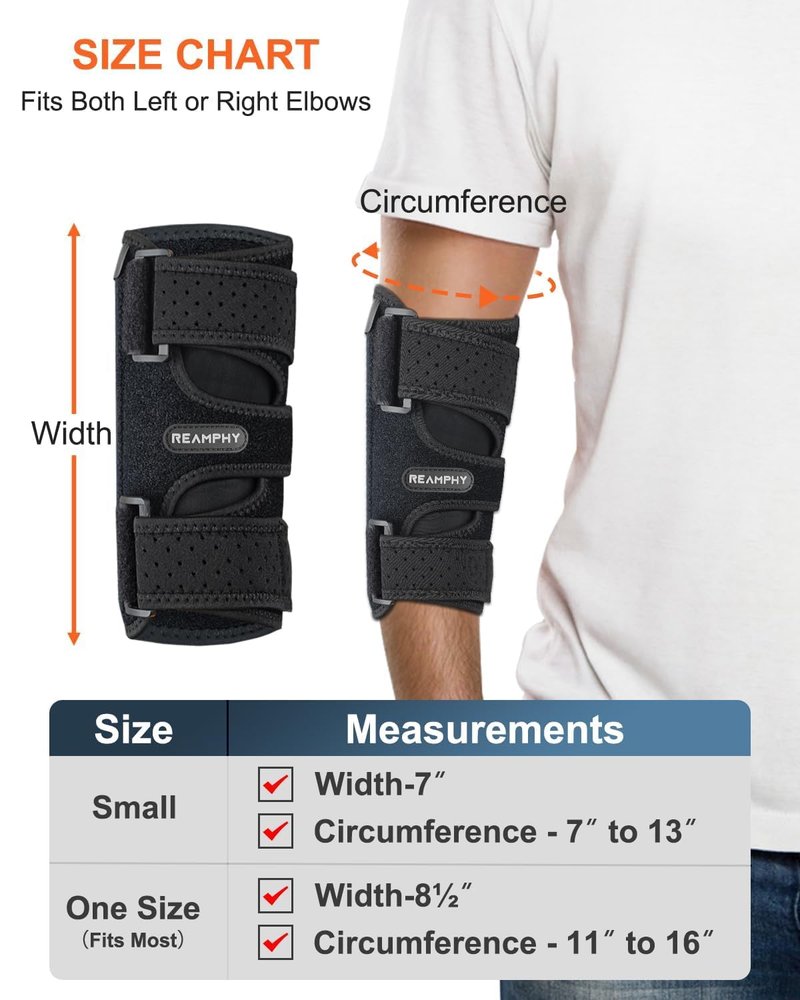 Reamphy Elbow Brace,Comfortable Night Elbow Sleep Support,Elbow Splint, Adjustable Stabilizer Splints,Cubital Tunnel Syndrome,Tendonitis,Ulnar Nerve,Tennis,Fits for Men and Women(Small)