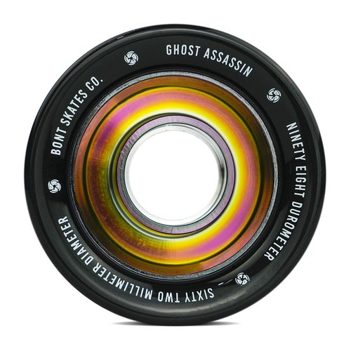 Bont Ghost Assassin Aluminum Hub Roller Skate Wheels, Indoor Jam & Speed, 62mm 98A, Set of 4 | White