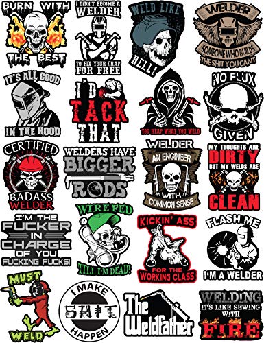 Welding Stickers Pack of 20 - Durable Vinyl Stickers for Helmets & Toolboxes