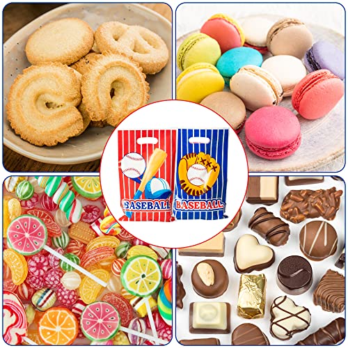 Baseball Party Favor Bags - 50 Plastic Gift Bags with Handles