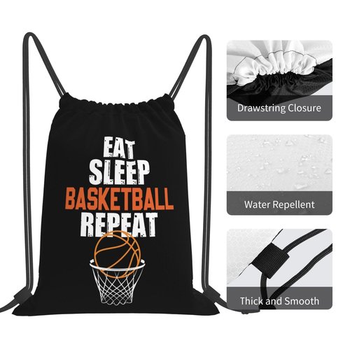 AIMASTZ Eat Sleep Basketball Repeat Unisex Drawstring Backpack Bag Sport Gym Travel Swim Sackpack