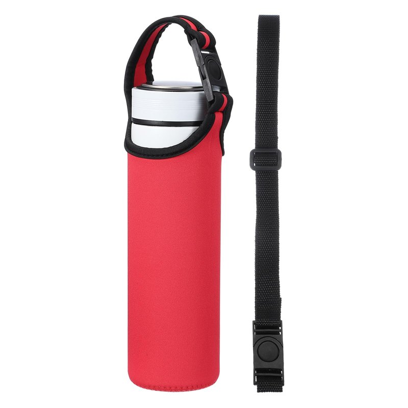 uxcell 2pcs Neoprene Water Bottle Sleeve, 15.5-20oz Insulated Water Glass Bottle Carrier Bag Collapsible Drink Bottle Sleeve Cover Holder with 2 Straps, Red