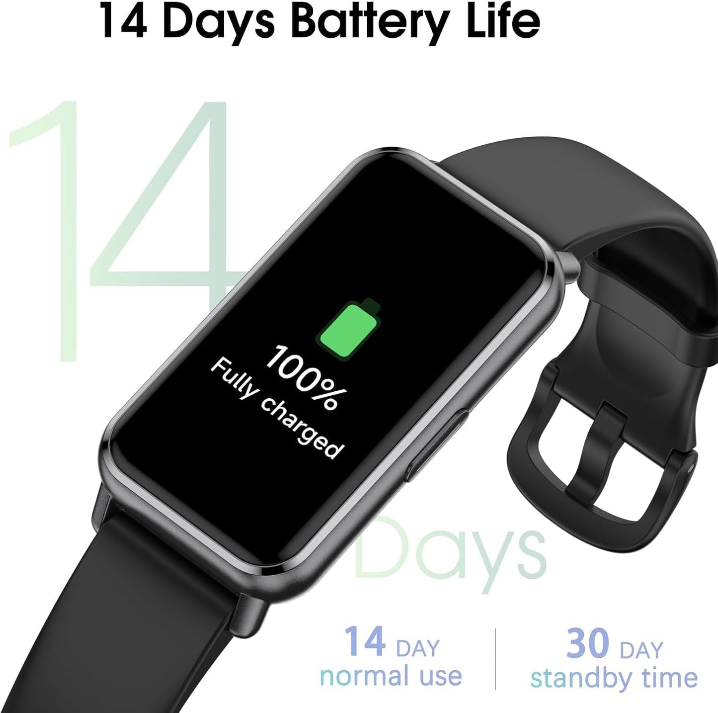Skiennix Long Battery Life Pedometer Watch - Slim Waterproof Fitness Tracker | Heart Rate & Blood Oxygen Monitor