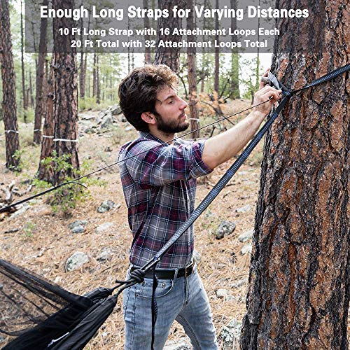 Sunyear Double Outdoor Camping Hammock with Net - Black/Grey, 118"x78"