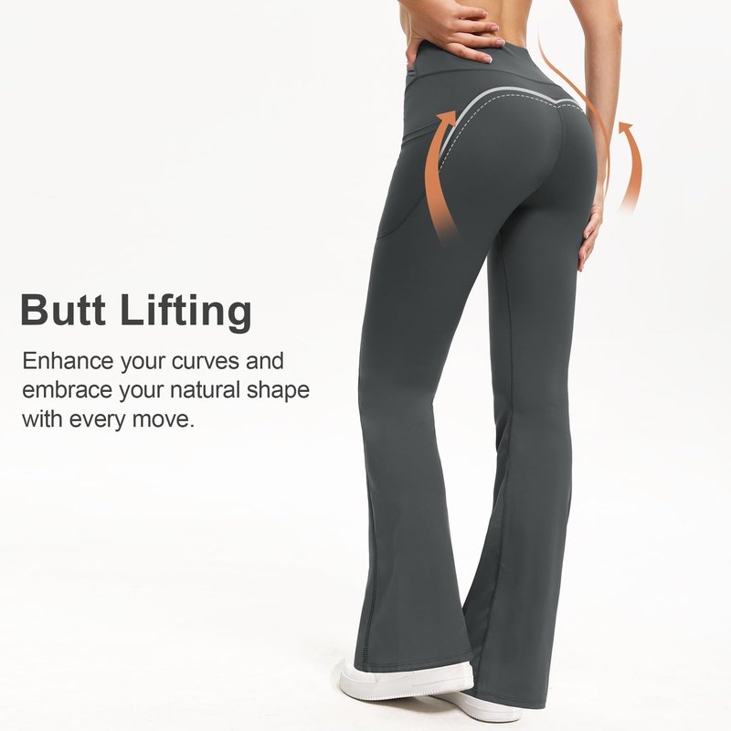 Shgiloo 3 Packs Women's Flare Leggings with Pockets, Soft High Waisted Tummy Control Bootcut Workout Yoga Pants