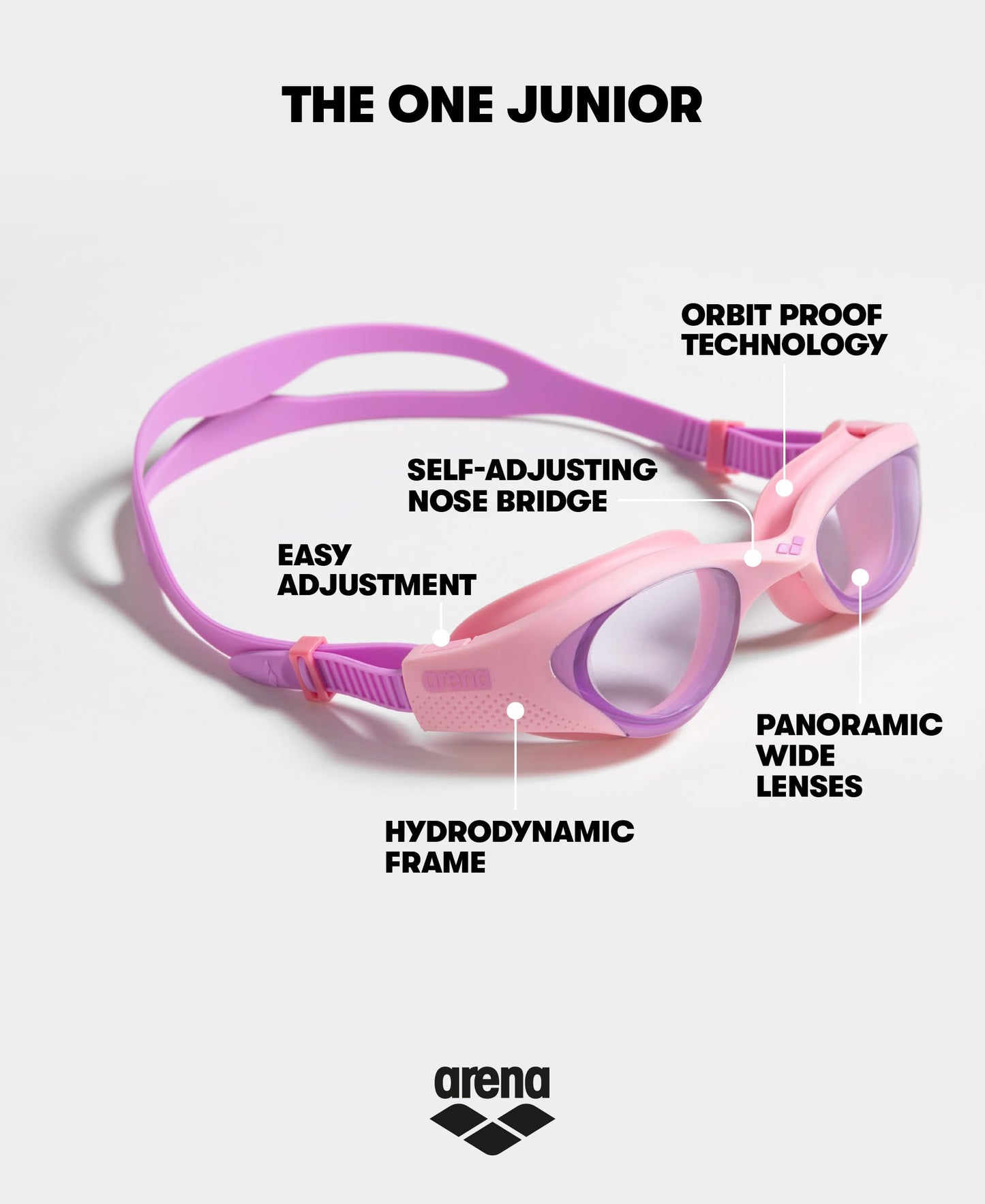 ARENA Unisex Youth The One Swim Goggles for Kids Ages 6 to 12 Watertight Fit Orbit-Proof Seals Anti-Fog Coated Non-Mirror Lens, Light Blue/Red/Blue