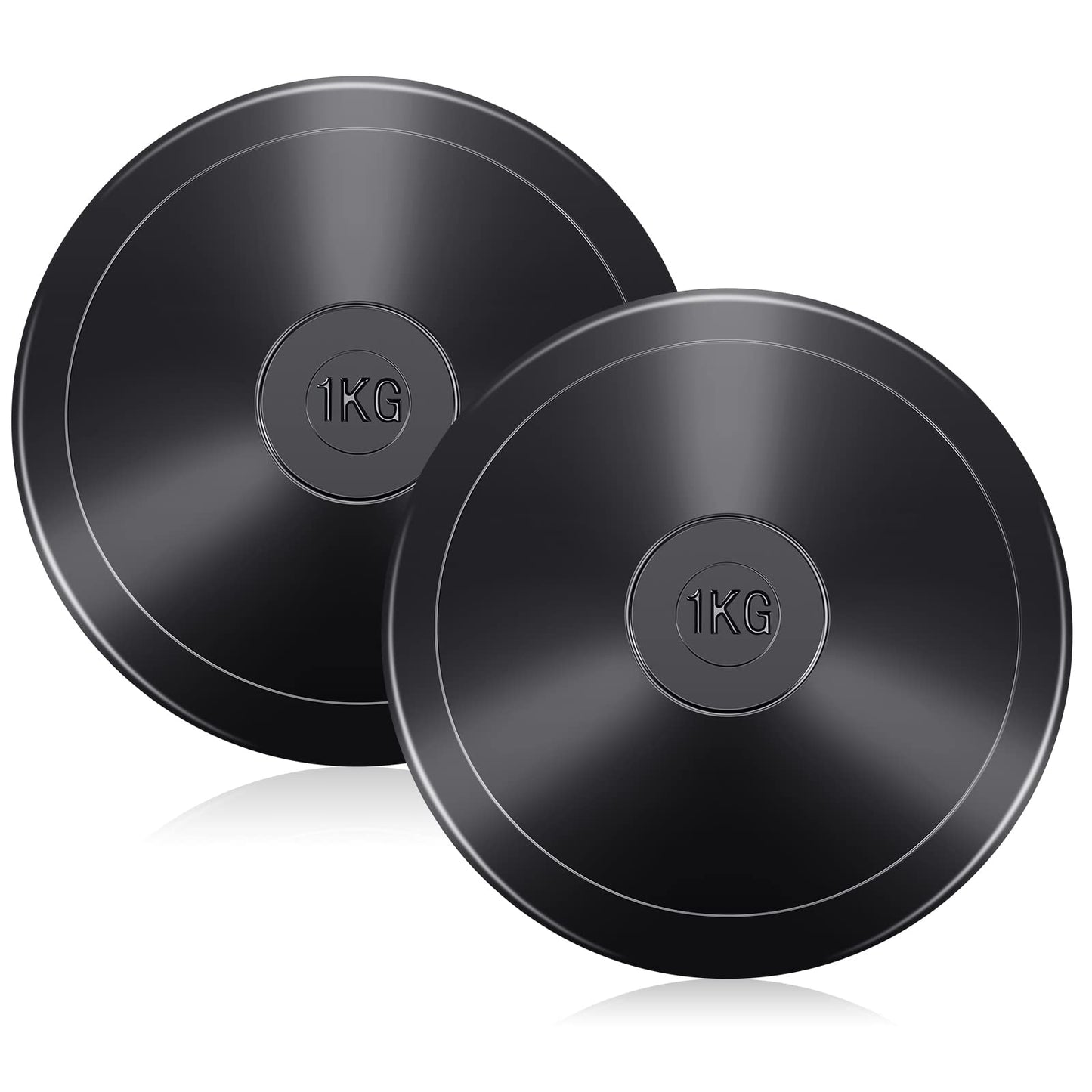 Deekin 2 Pcs 1KG Sports Rubber Practice Discus Smooth Surface Black Rubber Discus Disc Track and Field Equipment for High School Man Woman Outdoor Throwing Practice Students