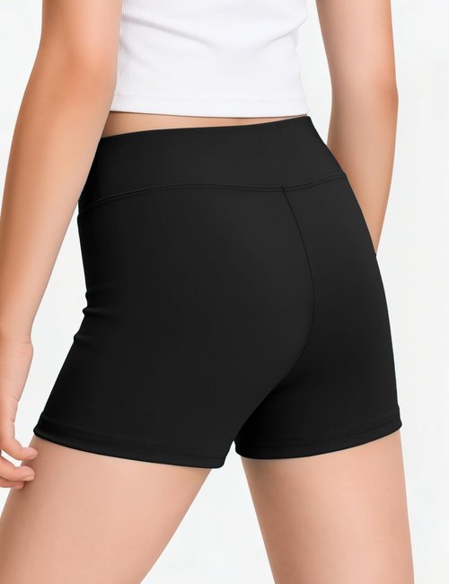 HASMES 3 Pack Girls Athletic Shorts Biker Dance Gymnastics Spandex Yoga Running Shorts for Kids 5-14 Years