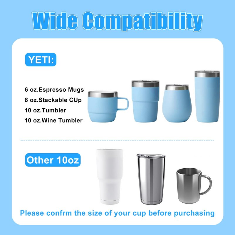 10 oz Tumbler Lid for Yeti, 2 Pcs Replacement Lids for YETI 6 oz Espresso Mugs, 8 oz Stackable Cup and 10 oz Wine Tumbler, Travel Spill Proof Cup Lids Covers with Magnetic Slider Switch, BPA Free