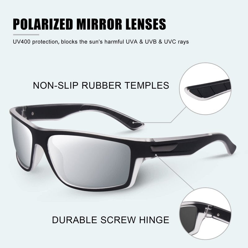SKYWAY Polarized Sports Sunglasses for Men Women UV400 Wrap Around Sports Glasses for Running Cycling Baseball