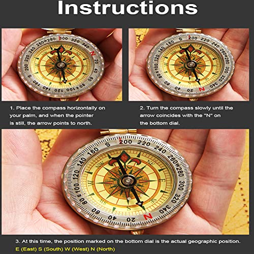 Golden Pocket Compass - Glow in the Dark Waterproof Navigation Tool