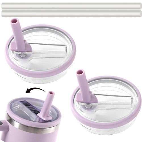2 Pack Leakproof Lid Replacement for Stanley Quencher, Leak Proof Lid for Stanley H2.0 Flow State Tumbler,Flip Straw Lid 40 oz for Stanley Cup Accessories