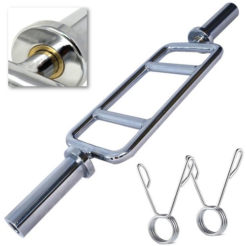 FITNESS MANIAC 34" Barbell Solid Olympic Chrome Tricep Hammer Curl Fitness Gym Weight Bar Home Gym Weightlifting Exercise Training Bars Powerlifting 34 Inches