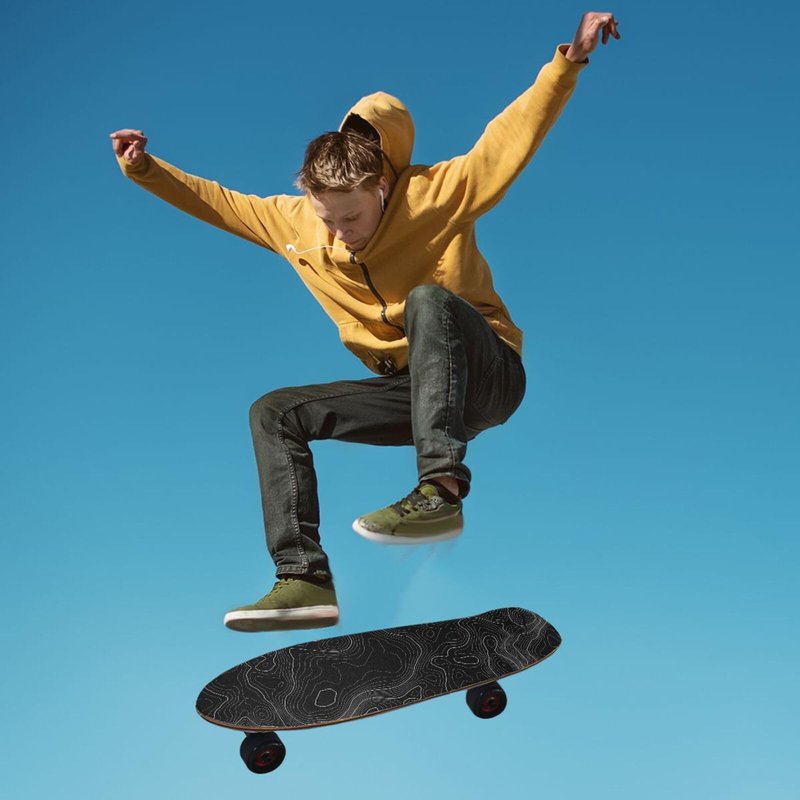 Topographic Map Black Grip Tape With White Lines Contour Geographic Skateboard 33x9 Inch Non-Slip Sandpaper for Longboard Roller Board Stair Treads