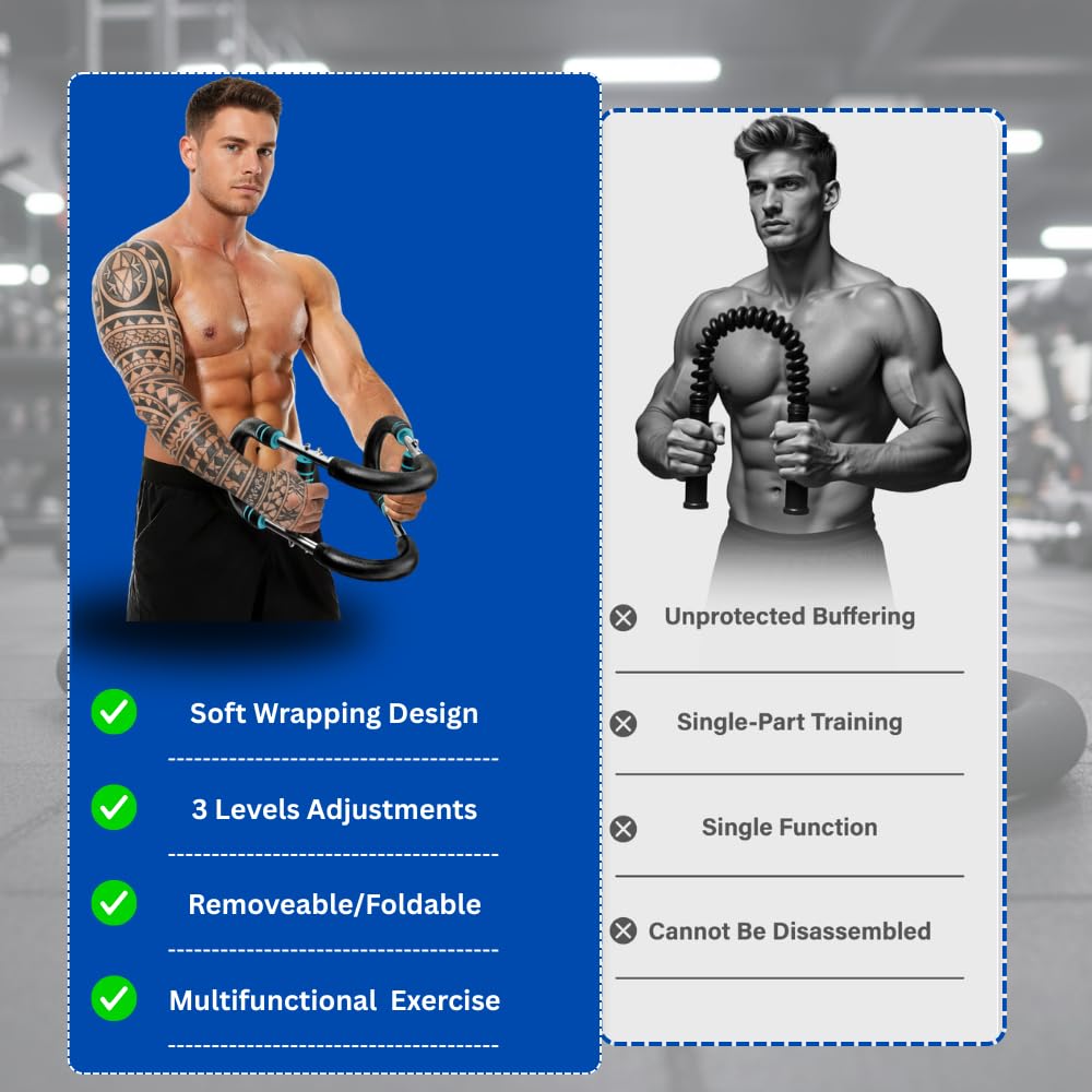 Livingstones Designs 5-in-1 Twister Arm Trainer with Bag, Gloves Pair, Bottle & Hand Gripper, Adjustable Chest Workout Equipment, Arm Trainer for Men, Chest Trainer for Men, Shoulder Muscle Training