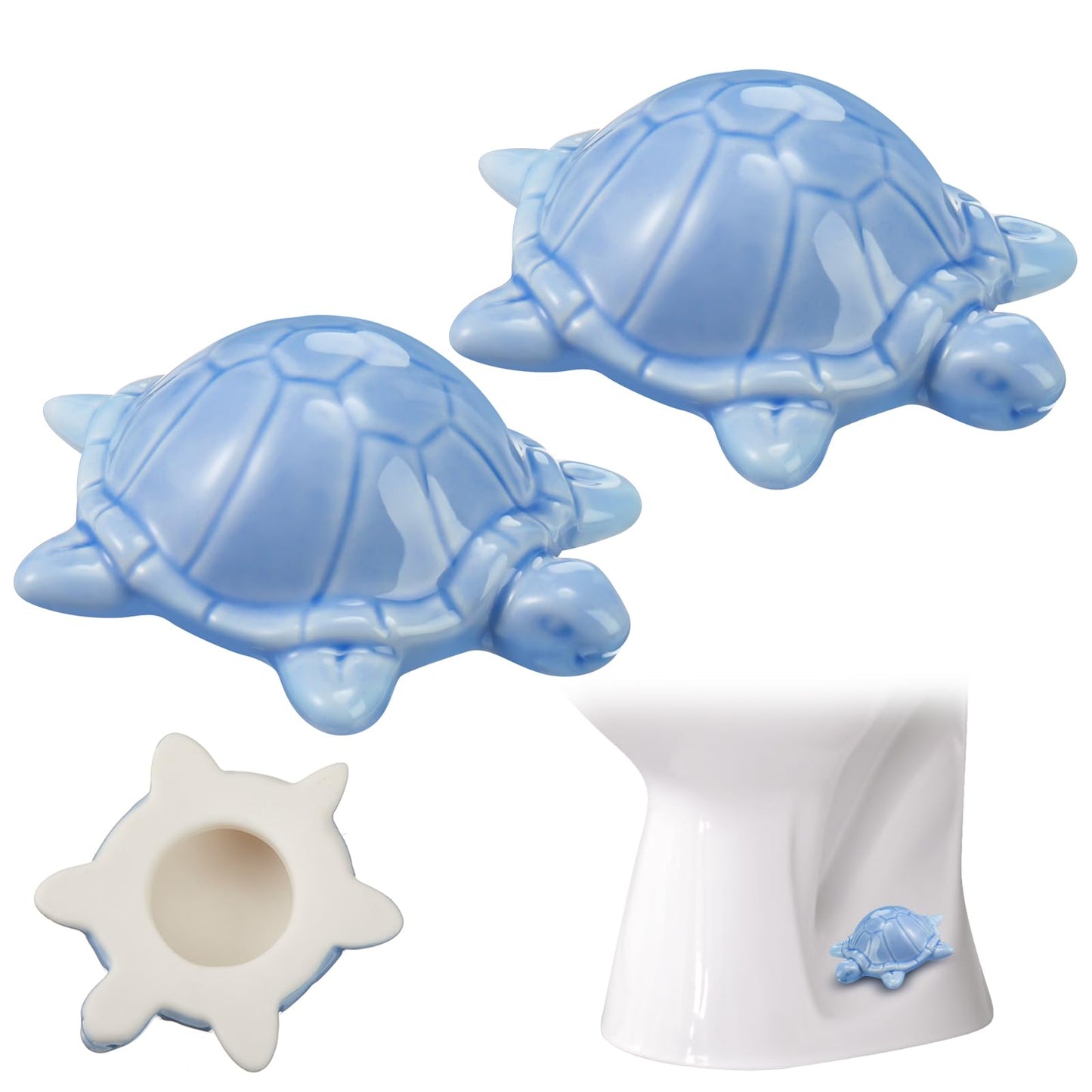 Colingmill 2 Pcs Decorative Toilet Bolt Covers Ceramic Sea Turtle Toilet Bolt Caps Cute Sea Turtle Bathroom Decor Fun Themed Gadgets Easy Installation Replacement Parts