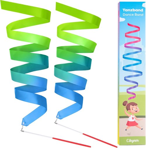 Cikyner Gymnastics Ribbon - 2 Pack Colorful Dance Bands with Sticks | Perfect for Kids' Parties & Games