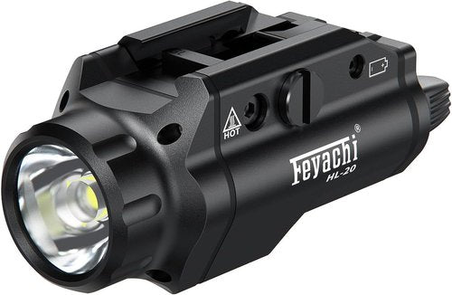 Feyachi HL-20 Pistol Light - 1500 Lumen LED Tactical Flashlight for Handguns | Compact Rail-Mounted, Black