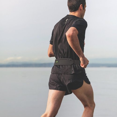 Amphipod AirFlow MicroStretch Plus Belt, Ultra-Light Minimalist Runners Waist Pack Bag for Running & Walking, Men & Women - Black/Silver - XL