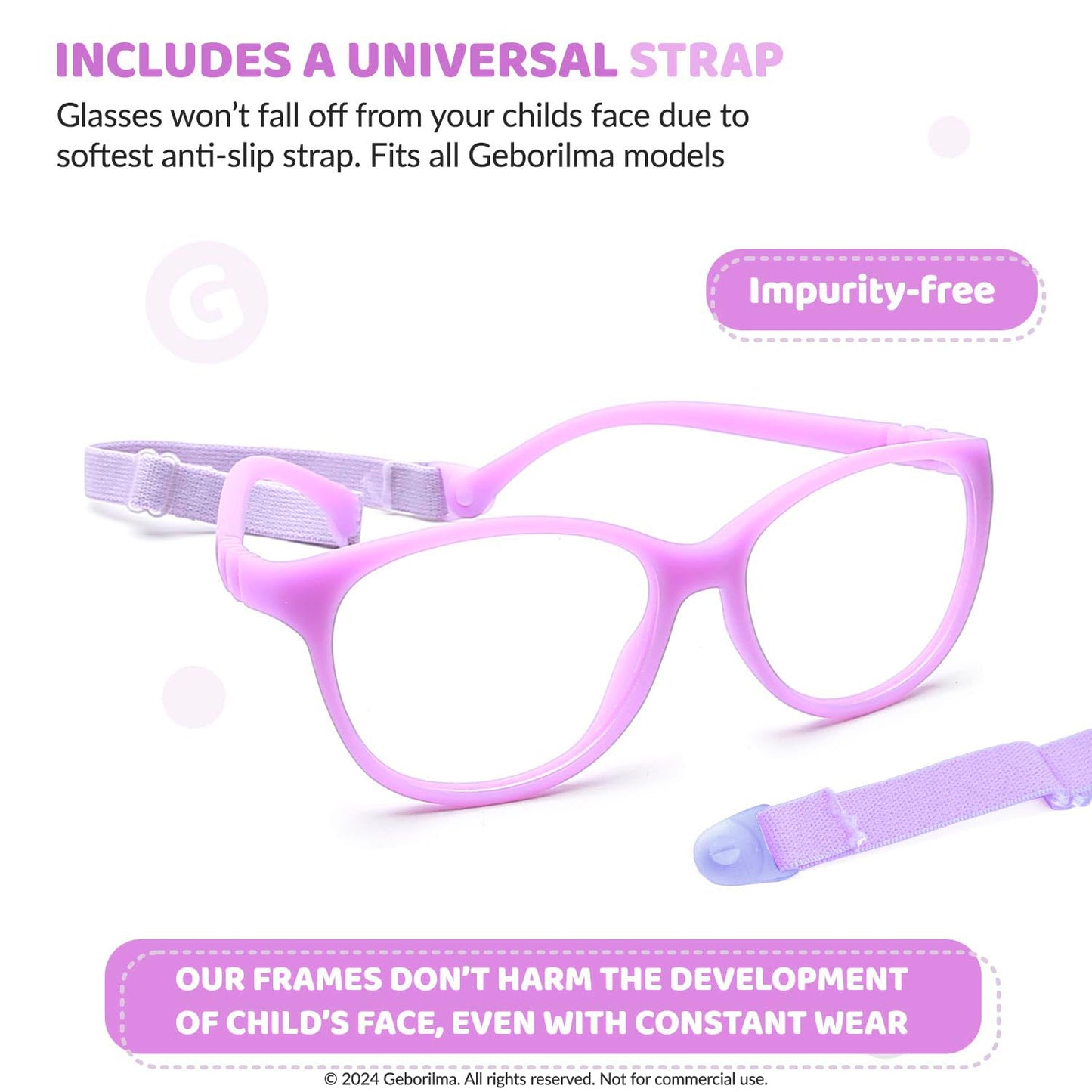 Geborilma Bendable Kids Glasses For 6-9 Years - 50-14-125 Flexible Sports Glasses For Kids Ready for Prescription Lenses